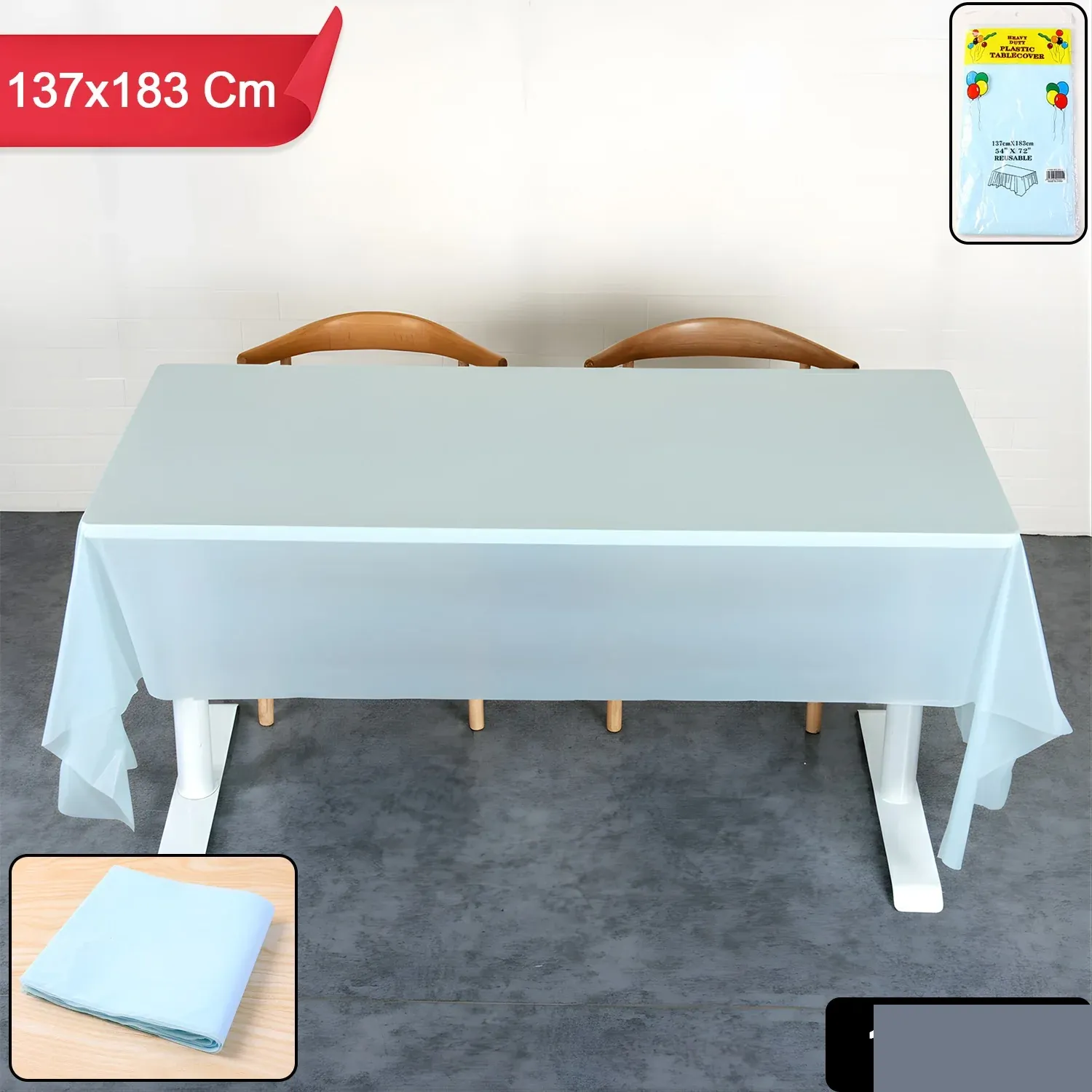 Disposable Plastic Table Cover – Waterproof & Tear-Resistant 137x183 cm - Detailed Feature View 1