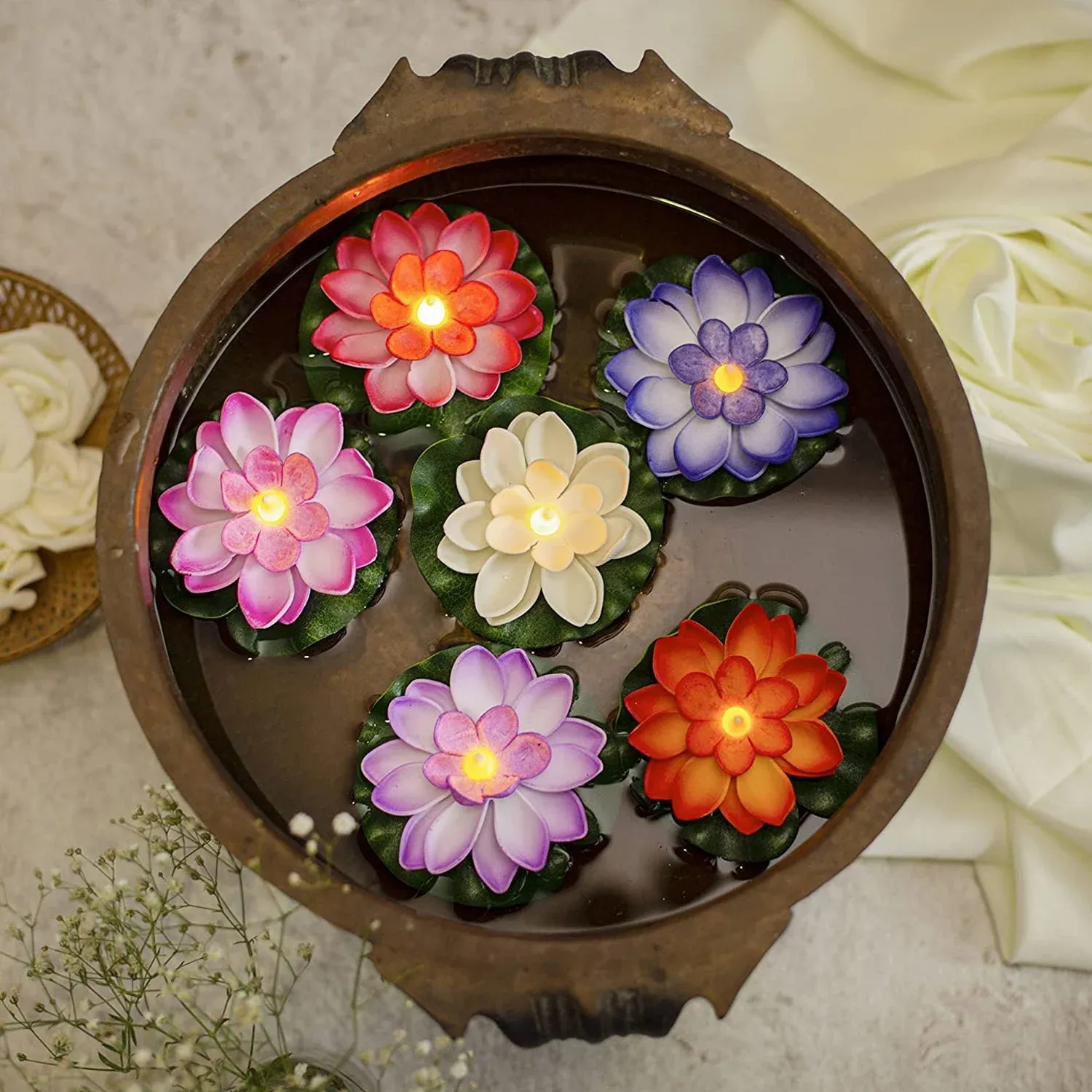Water Floating Smokeless Candles & Lotus Flowers Sensor Led TeaLight (Pack of 6) - Detailed Feature View 7