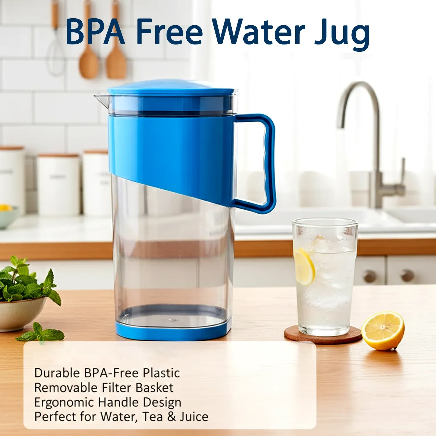 Plastic Water Jug 1.8 Litre – BPA-Free with Lid & Handle - Detailed Feature View 3
