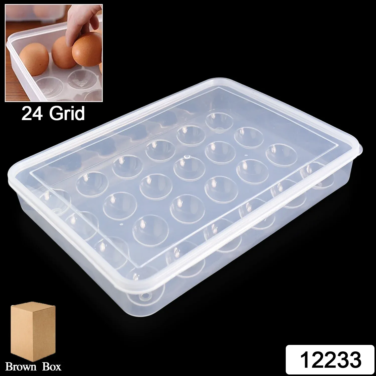 Plastic Egg Storage Container – Clear 24-Grid Fridge Organizer - Detailed Feature View 2