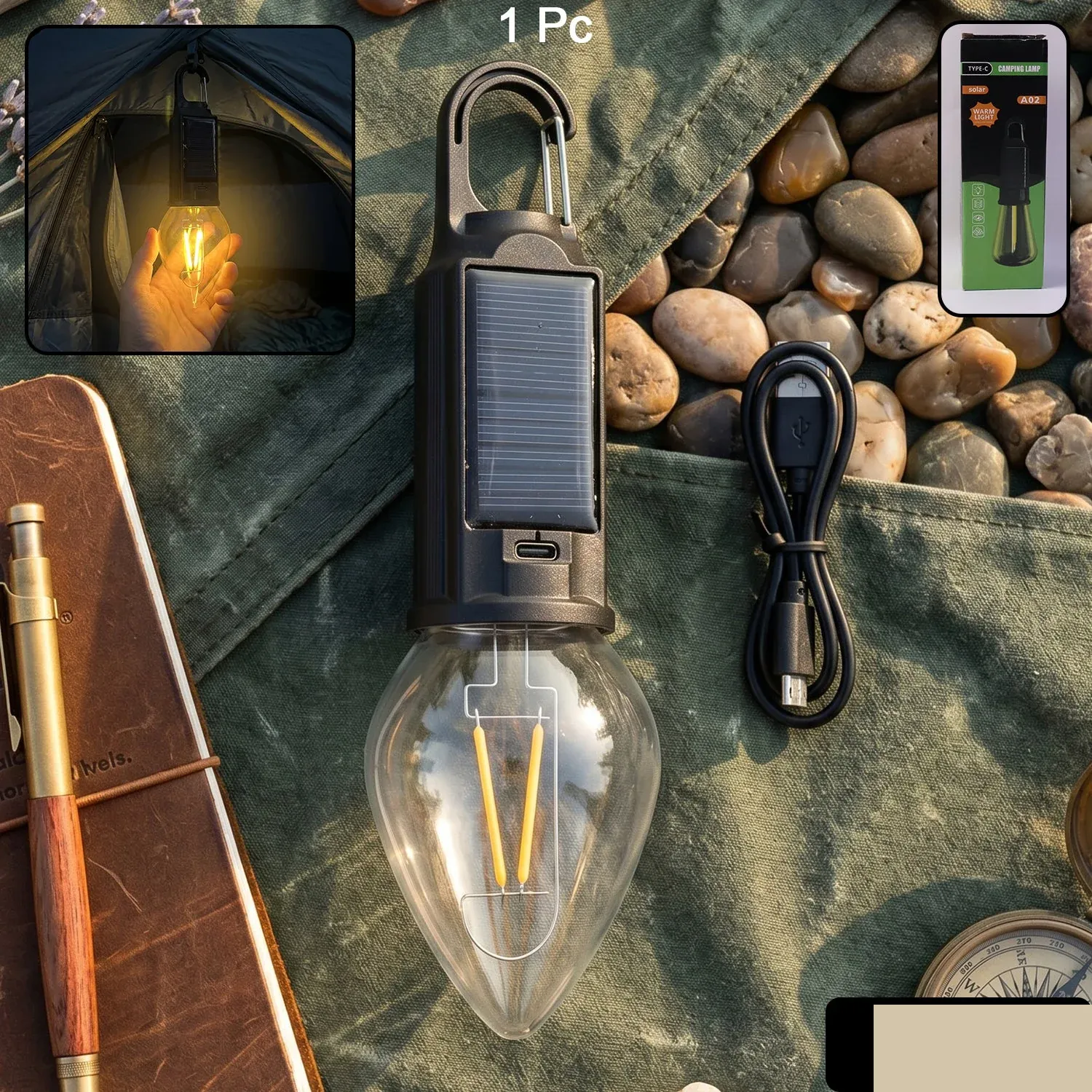 Camping Lantern – Eco-Friendly, Dual Charging with Warm LED - Detailed Feature View 1