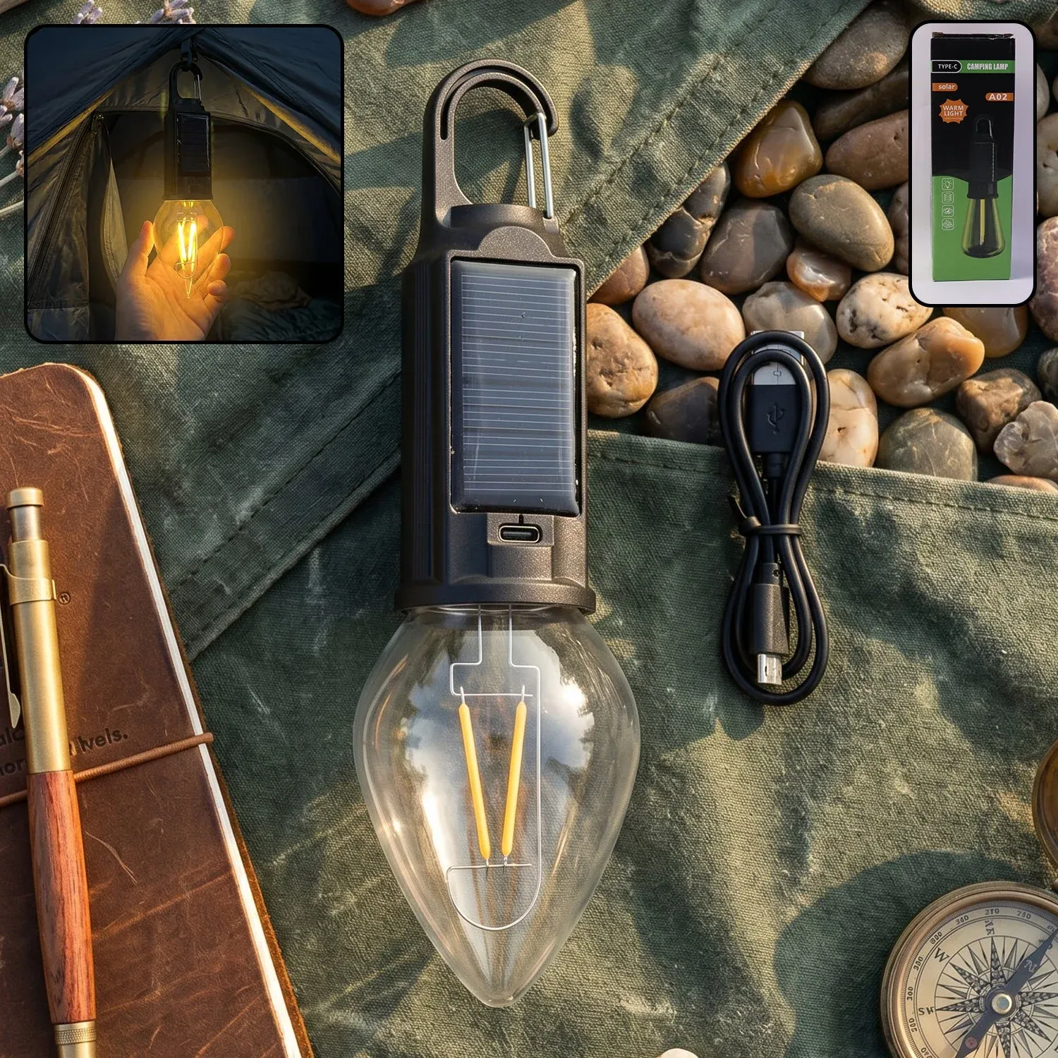 Camping Lantern – Eco-Friendly, Dual Charging with Warm LED - Detailed Feature View 2