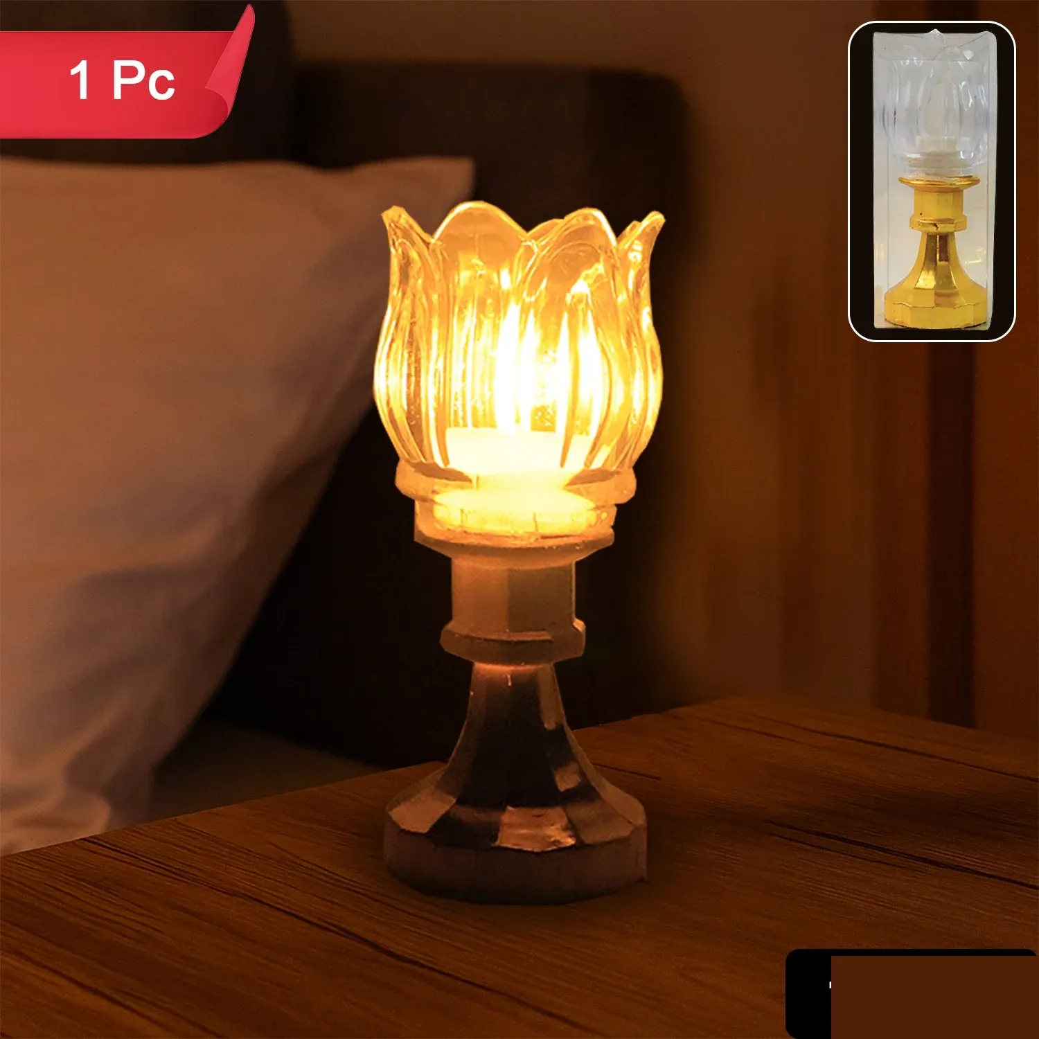 Premium Lotus Shaped LED Decorative Lamp with Stand - Detailed Feature View 1