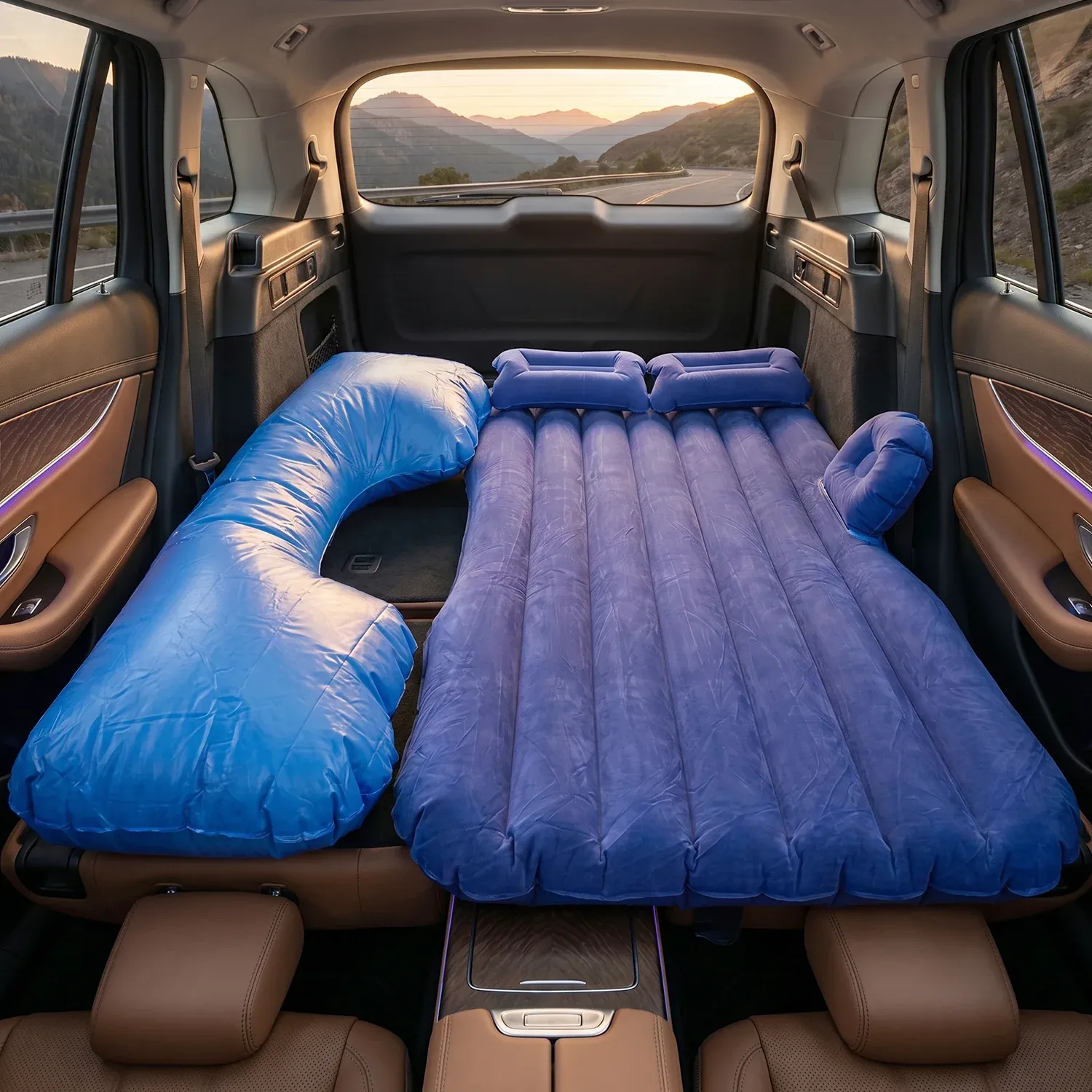 Portable Inflatable Car Air Mattress Bed Set with Pump & Pillows