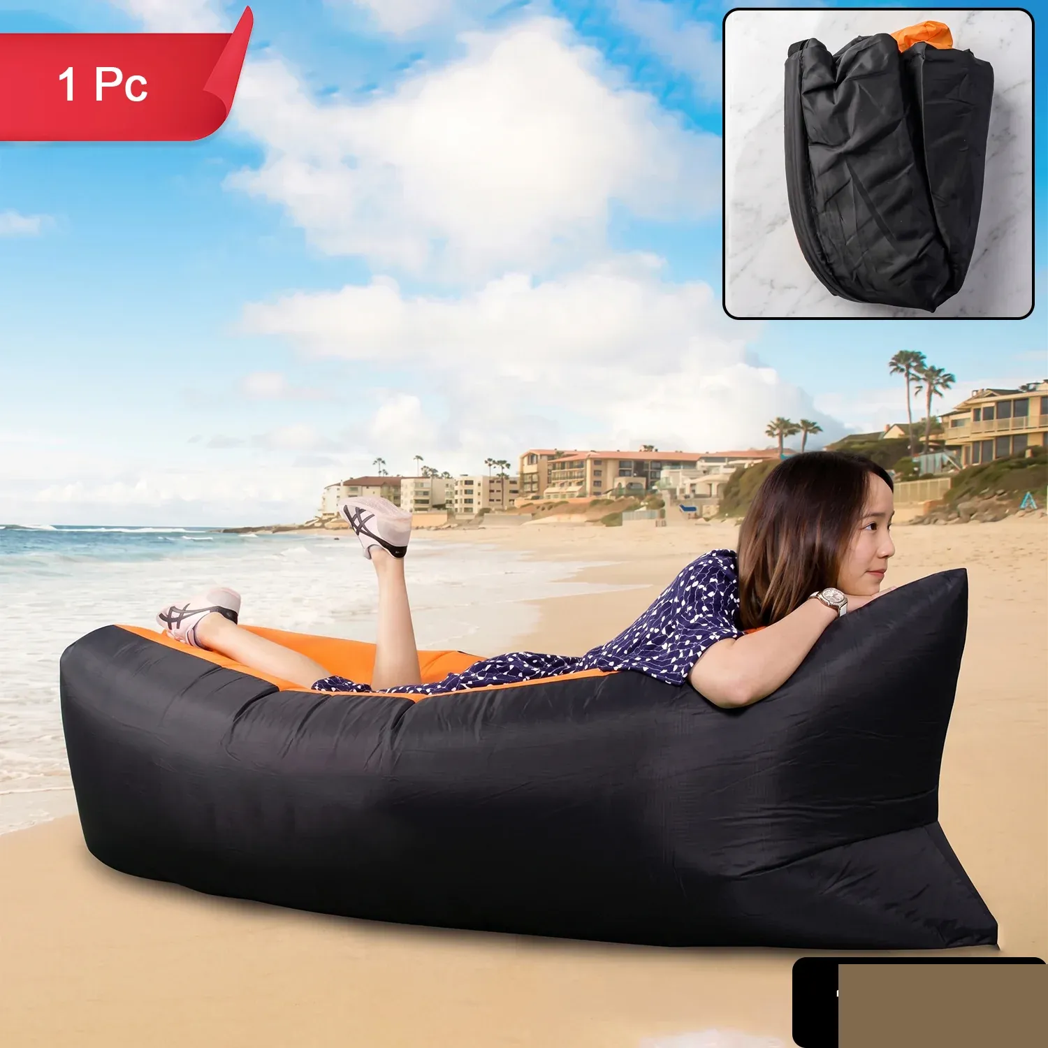 Portable Inflatable Air Lounger Sofa for Camping & Beach - Detailed Feature View 1