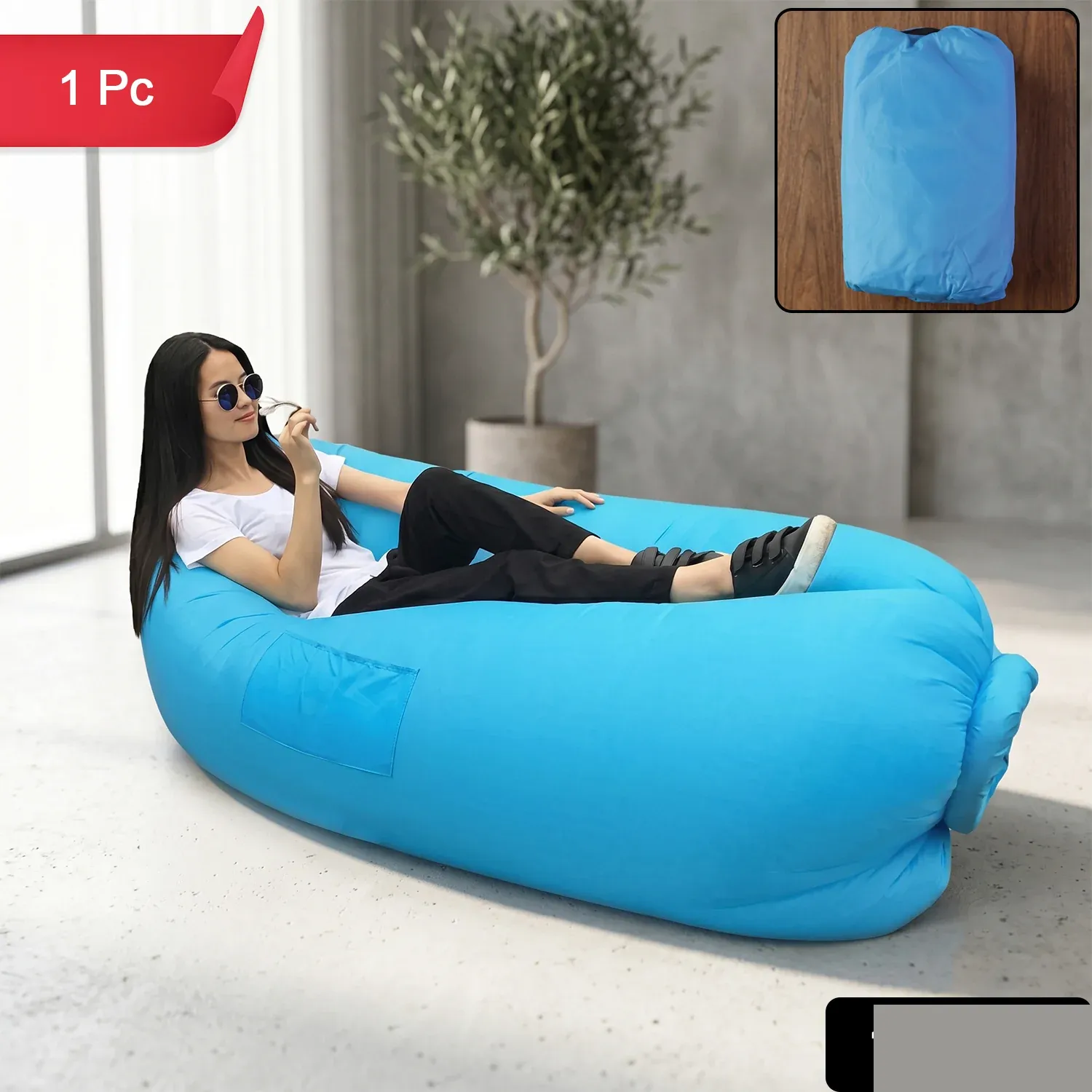Inflatable Air Lounger Sofa for Outdoor Camping Beach Pool (1 Pc) - Detailed Feature View 1