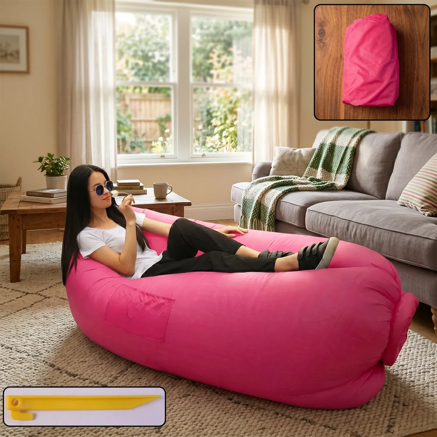 Premium Inflatable Lounger Air Sofa (1 Pc) - Buy Online at Alikart