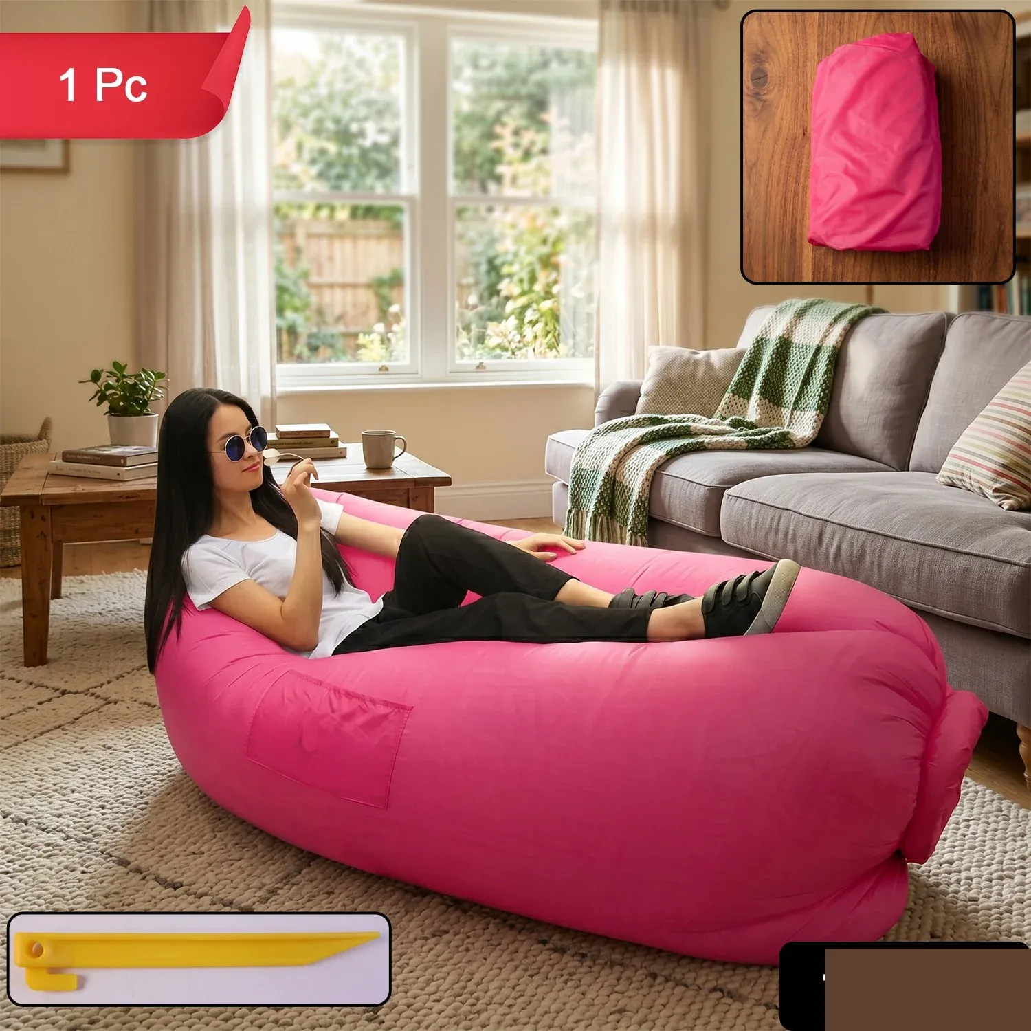 Inflatable Lounger Air Sofa (1 Pc) - Detailed Feature View 1