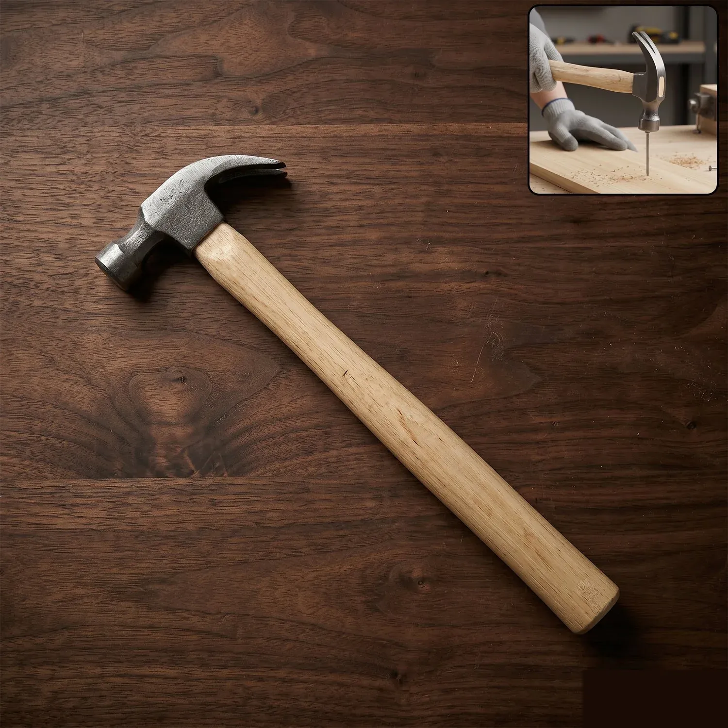 Premium Heavy Duty Wooden Handle Claw Hammer for Carpentry & Home DIY - Buy Online at Alikart