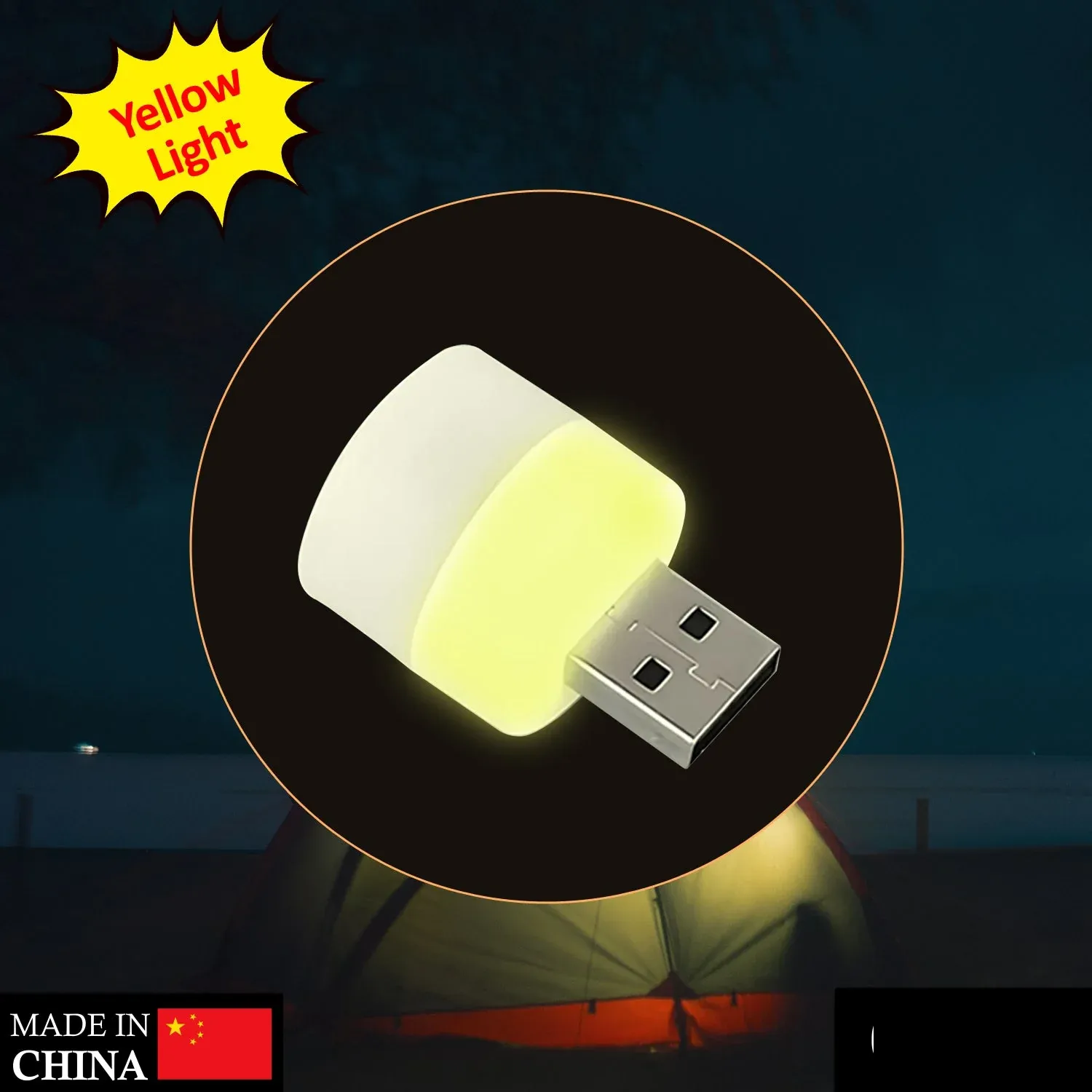 Small USB Bulb used in official places for room lighting purposes. (Yellow Color) - Detailed Feature View 1
