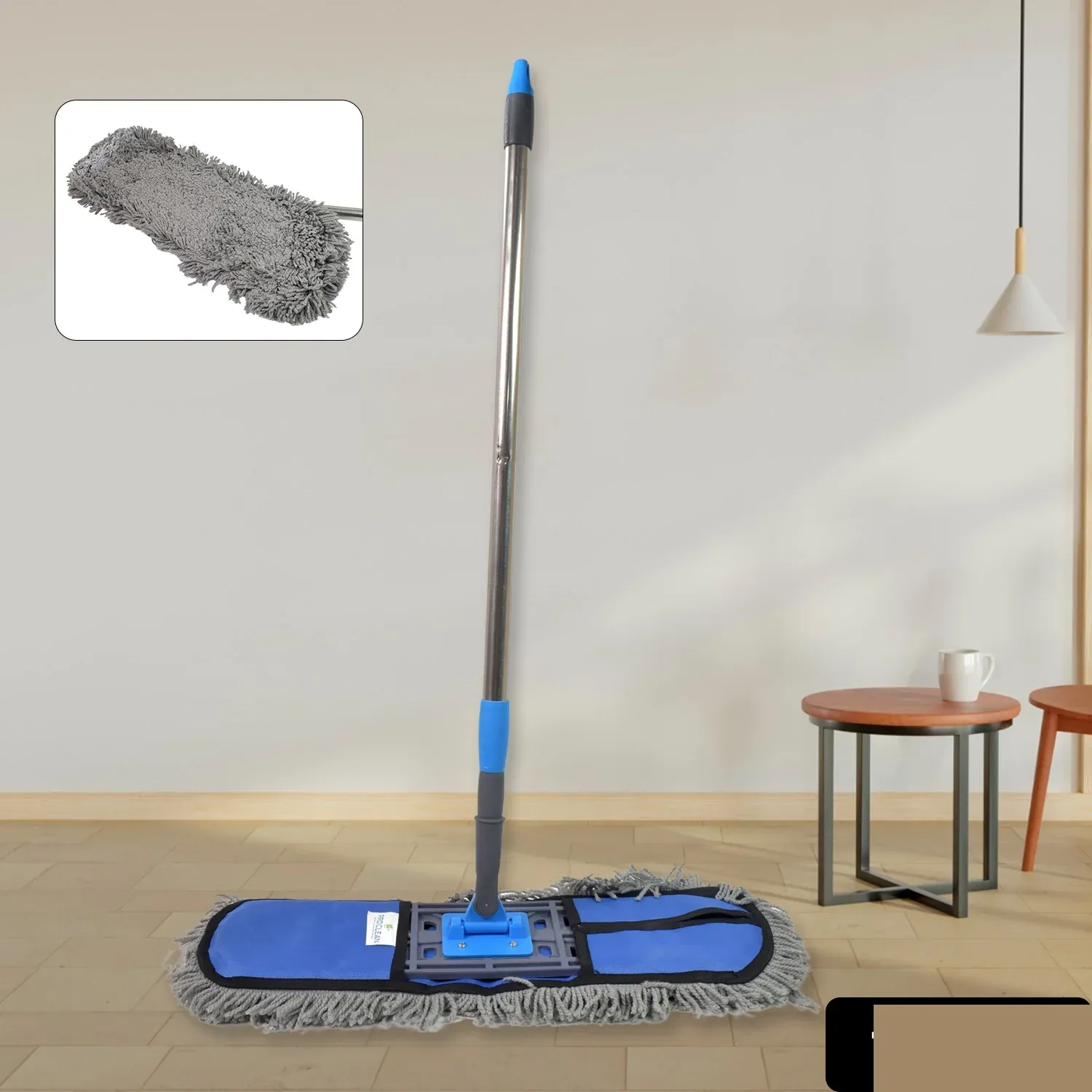 Wet & Dry Cotton Pad Floor Mop with Long Aluminium Handle - Large - Detailed Feature View 1