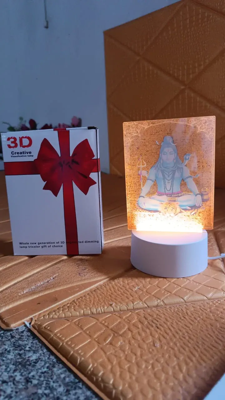 Beautiful 3D Lord Shiva Frame with Soft White Light (1 Pc) - Detailed Feature View 2