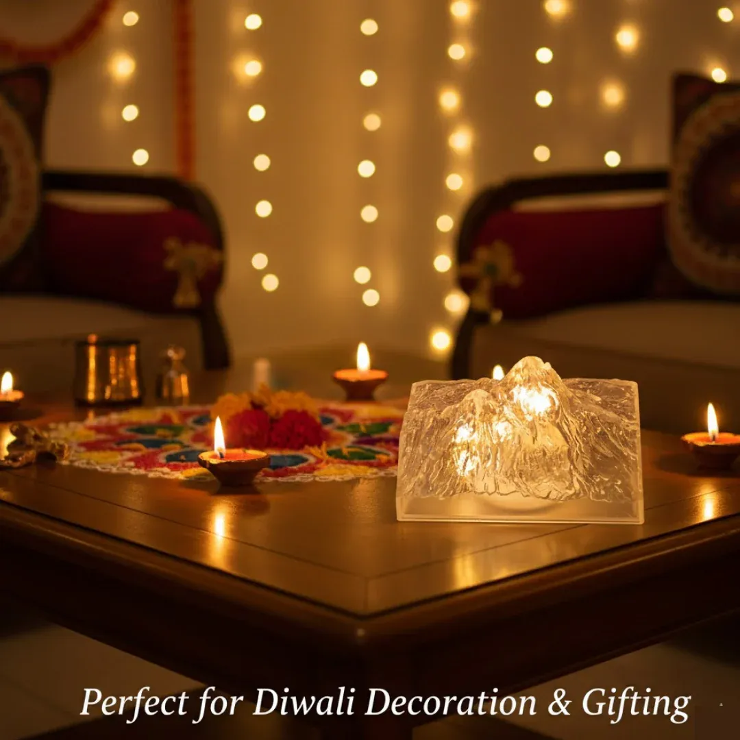 Unique Plastic Night Light: Flameless LED, Diwali (Iceberg Design, Gift) - Detailed Feature View 2