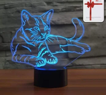 3D Illusion Multicolor Changing LED Night Lamp with Cat Design