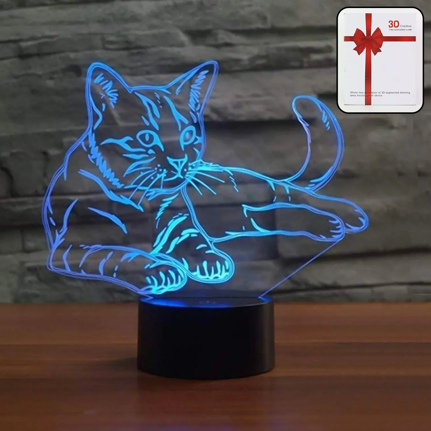Premium 3D Illusion Multicolor Changing LED Night Lamp with Cat Design - Buy Online at Alikart