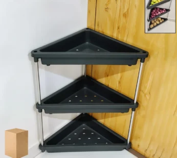 Plastic Corner Storage Rack – 3-Layer Space-Saving Shelf