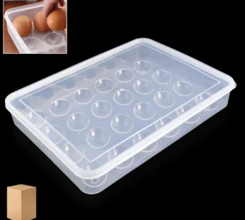 Plastic Egg Storage Container – Clear 24-Grid Fridge Organizer
