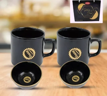 Hide & Seek Ceramic Tea / cups With Round Serving Bowl (4 Pcs set)
