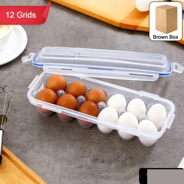 Egg Storage Box – 12-Grid Airtight Refrigerator Organizer