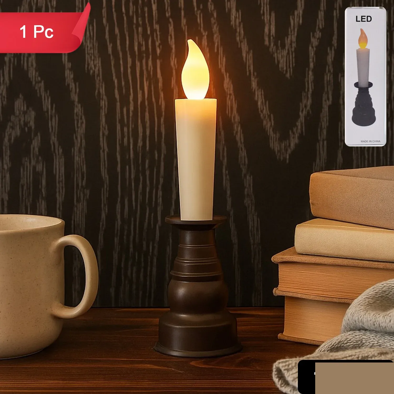 Premium LED Flameless Candle with Holder (1 Pc) - Detailed Feature View 1