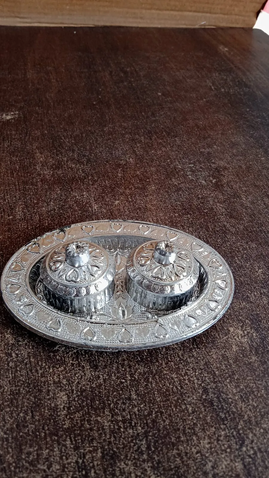 Oval Shape Special Puja Thali with Kumkum Holders - 1 Pc Mix Design - Detailed Feature View 6