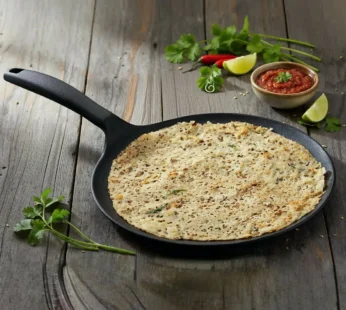 24cm Pre Seasoned Cast Iron Dosa Roti Tawa with Long Handle Gas Induction Compatible