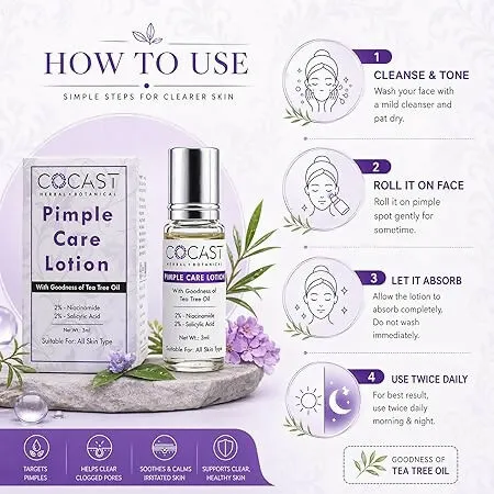 COCAST Pimple Care Lotion with Tea Tree Oil for Face Skin Care (3Ml) - Detailed Feature View 3