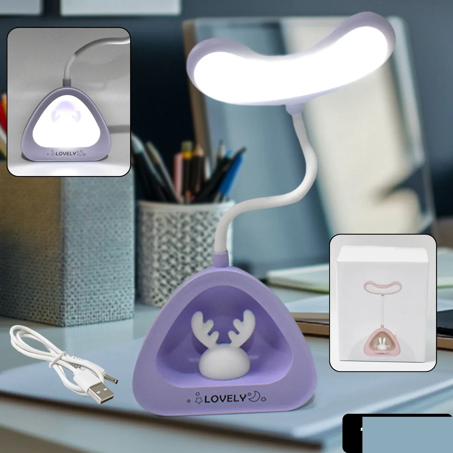 LED Desk Light – Eye-Caring USB Rechargeable Lamp | Voltronic - Detailed Feature View 1