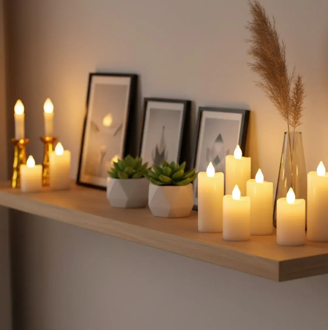 2pcs Flameless LED Candle Lights with Gold Base & Suction Cups - Detailed Feature View 6