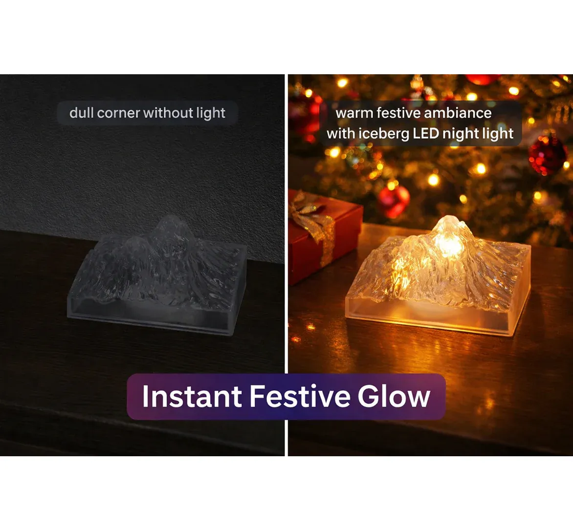 Unique Plastic Night Light: Flameless LED, Diwali (Iceberg Design, Gift) - Detailed Feature View 5