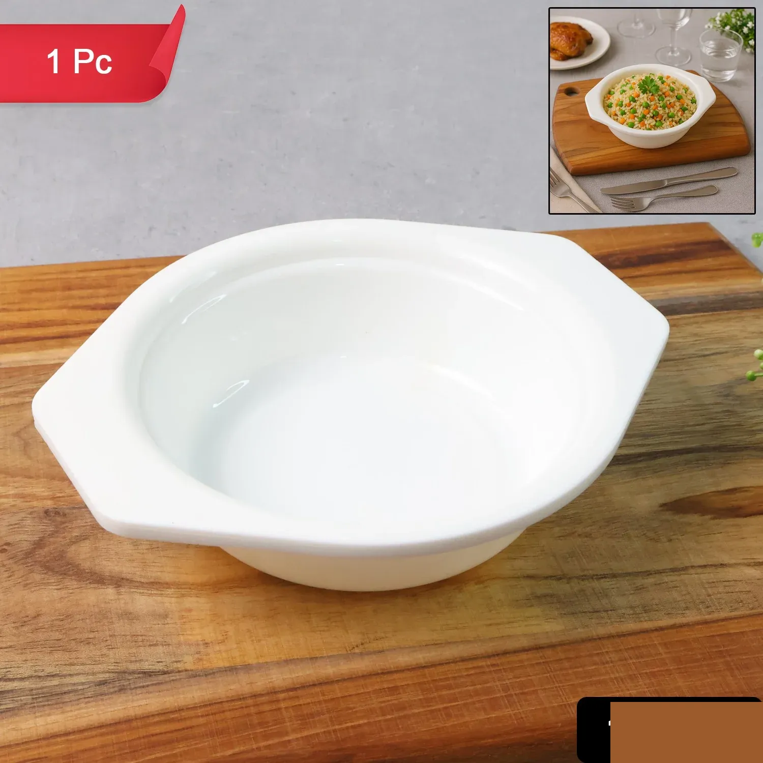 Plastic Serving Bowl with Easy-Grip Side Tabs – Durable & Lightweight - Detailed Feature View 1
