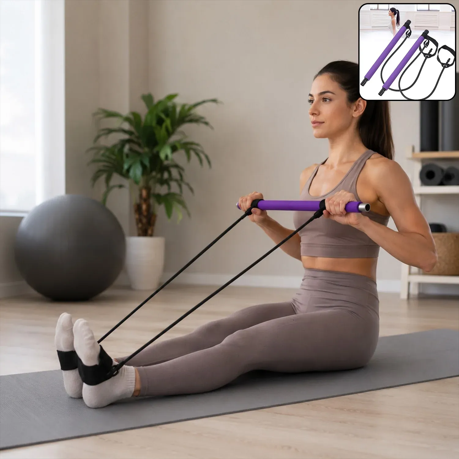 Premium Pilates Bar with Resistance Bands – Full-Body Home Workout Kit - Buy Online at Alikart