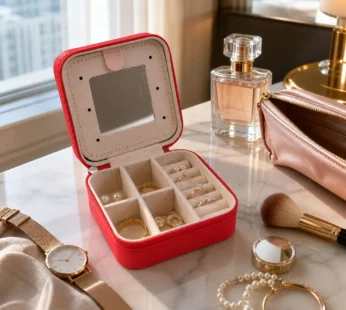 Mini Jewelry Organizer Box with Mirror – Portable Travel Case for Rings and Earrings