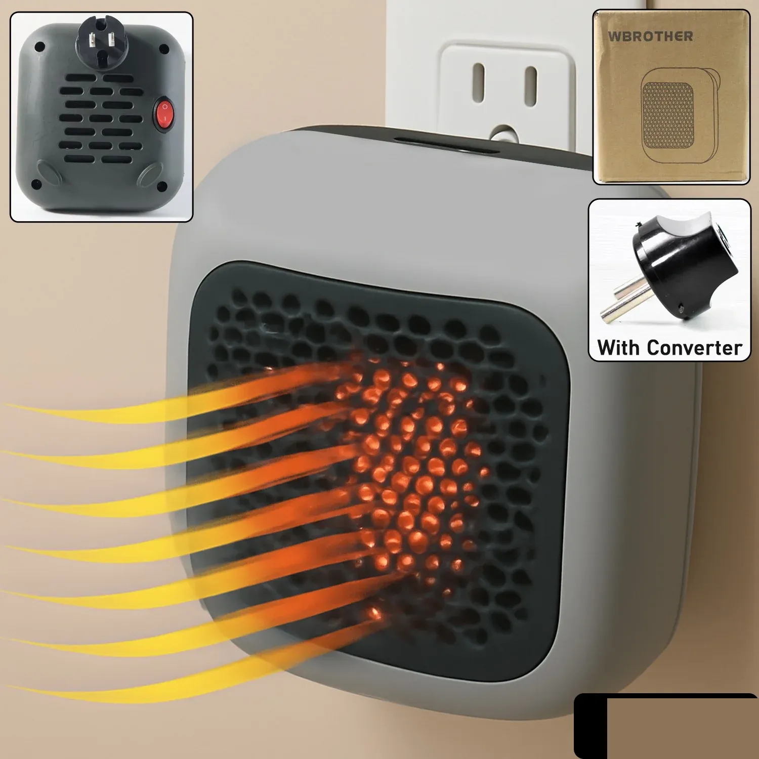 600W Wall-Mounted Room Heater – Fast Heating & Space Saving - Detailed Feature View 1