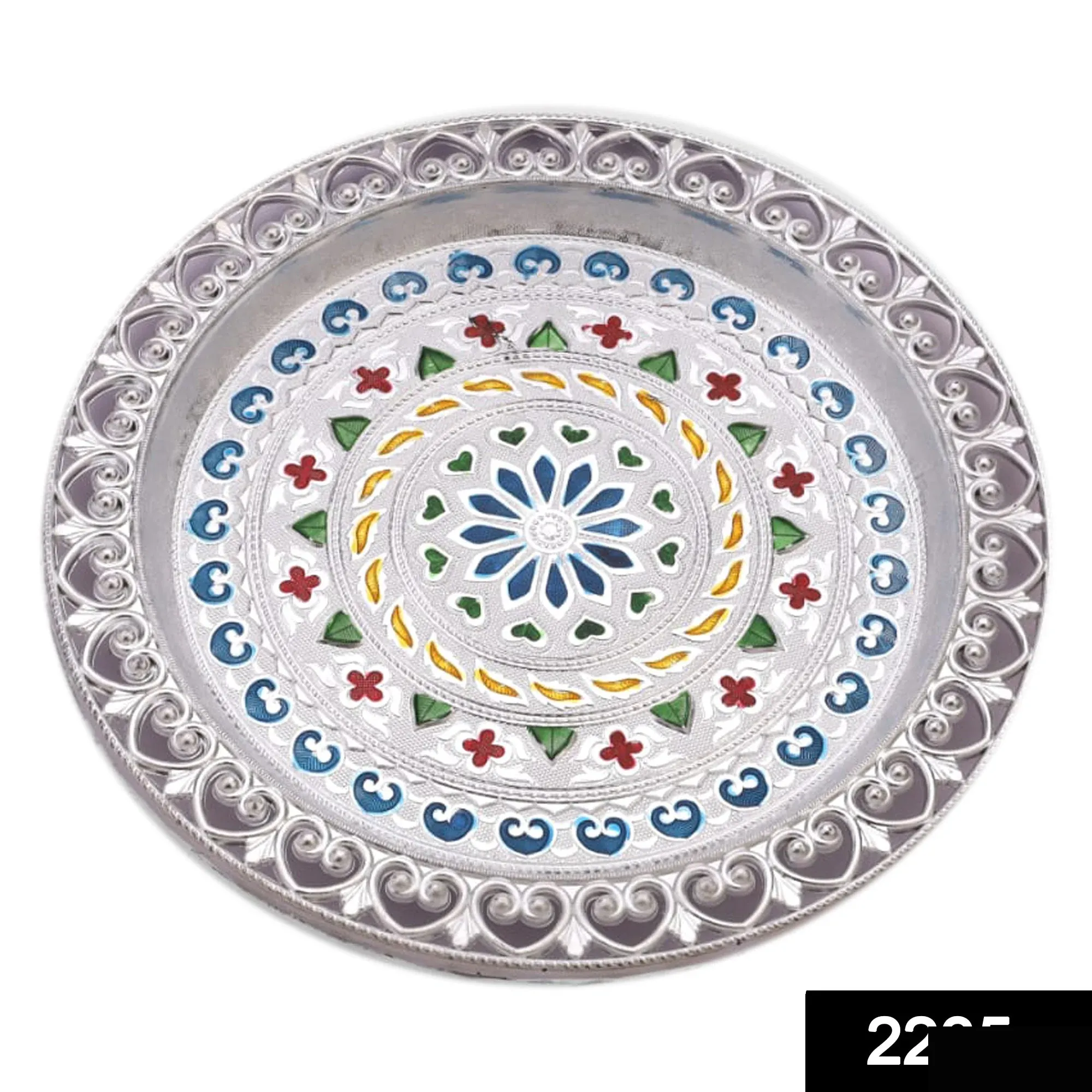 Silver Plated Pooja Thali – Festive & Worship Decor | Indo Glow - Detailed Feature View 1