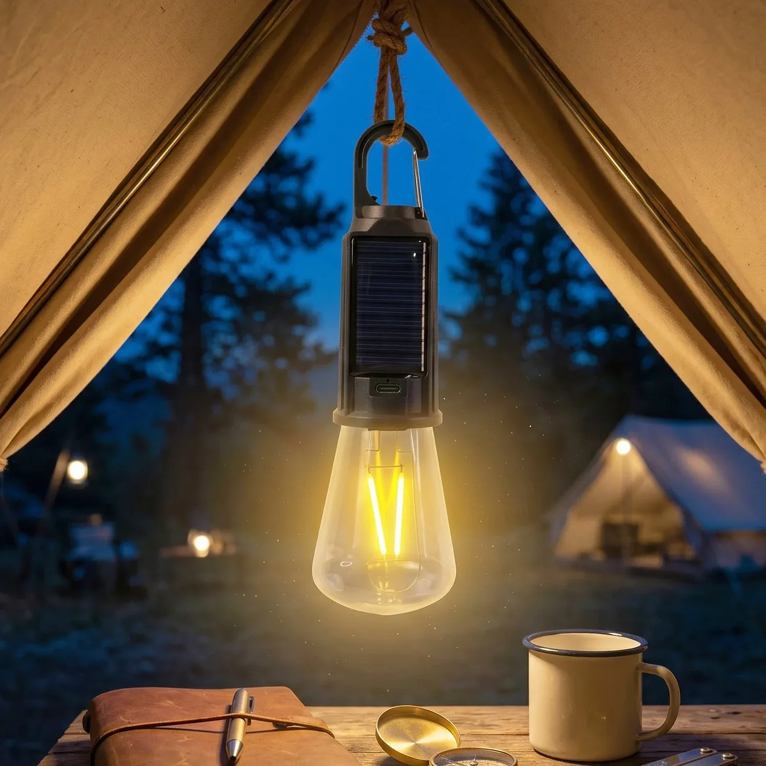 Solar Rechargeable Camping Lamp – Eco-Friendly & Portable Lighting - Detailed Feature View 7