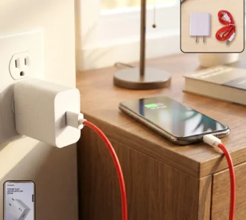 68W Super Fast Wall Charger & Red USB Type-C Cable Combo