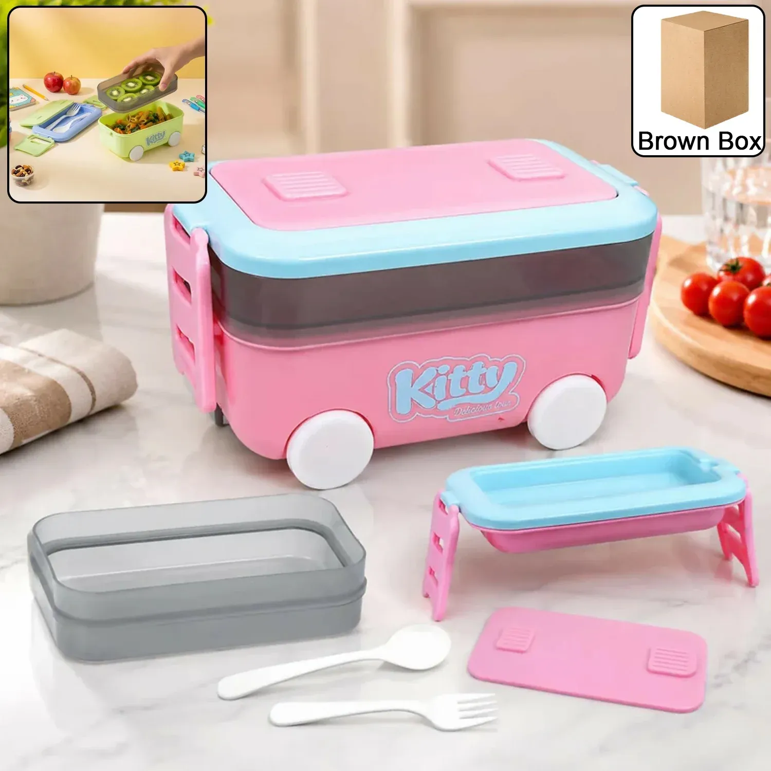 Premium Kids Car Shape Lunch Box with Wheels – Fun and Leakproof Design - Buy Online at Alikart