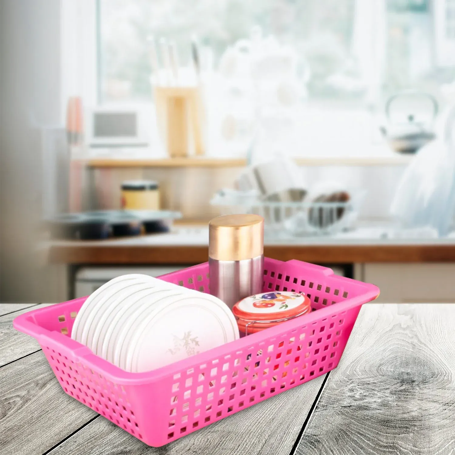 Premium Plastic Fruit Basket – Medium Cane Style Storage & Decor | Tidy Table - Buy Online at Alikart