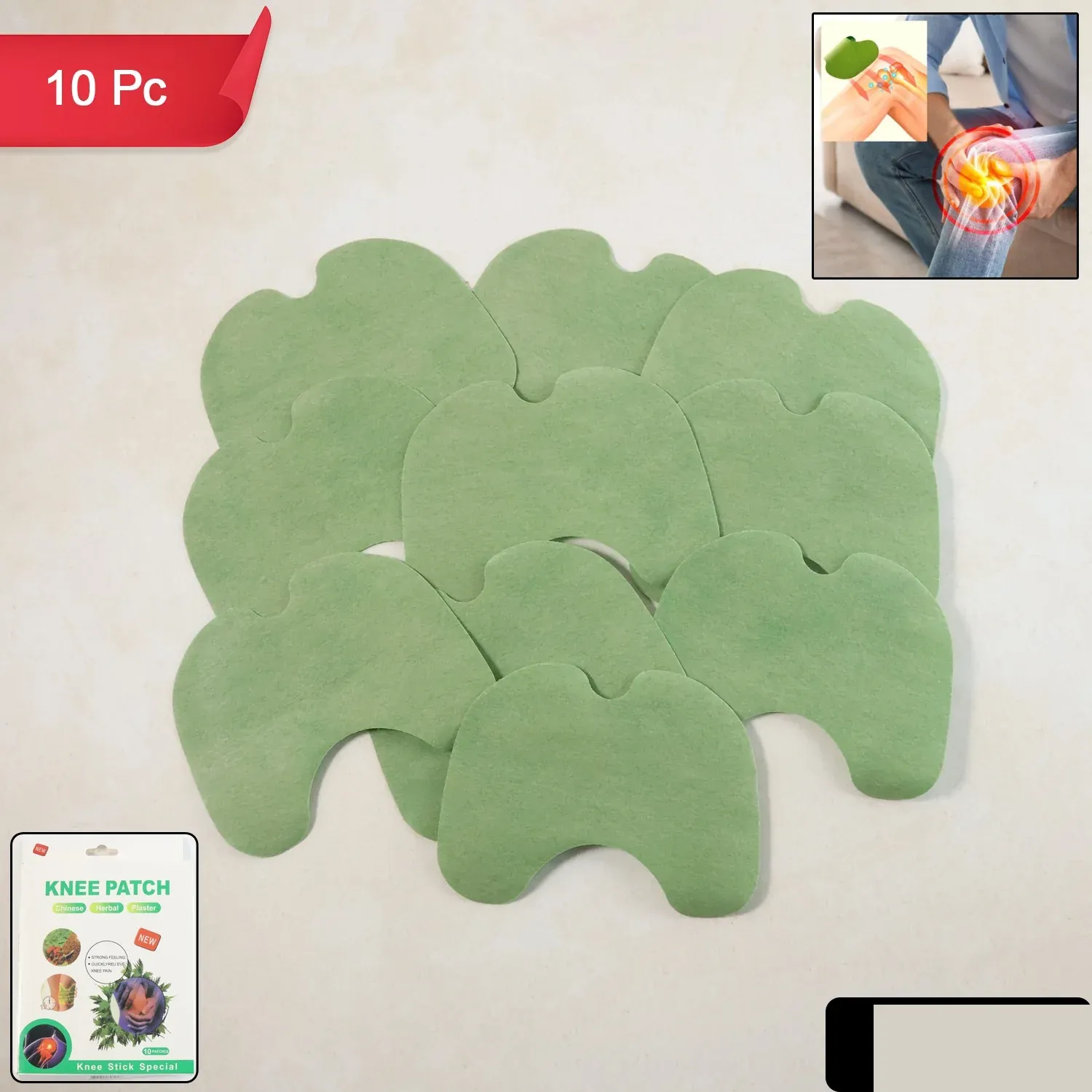 Herbal Knee Relief Patches – 10 Adhesive Pain Support Patches - Detailed Feature View 1