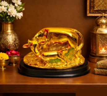 Golden Cow with Calf Showpiece Decorative Idol for Home Decor