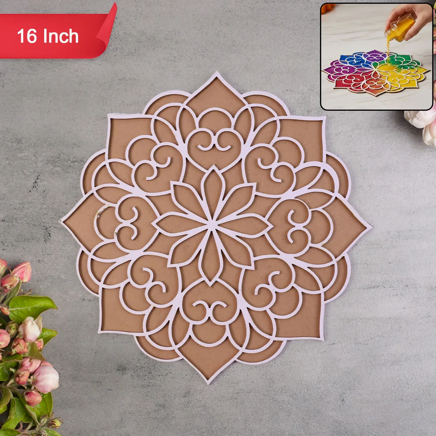 Premium Rangoli Stencil – 16 Inch Mandala Design for Festive Decor - Buy Online at Alikart