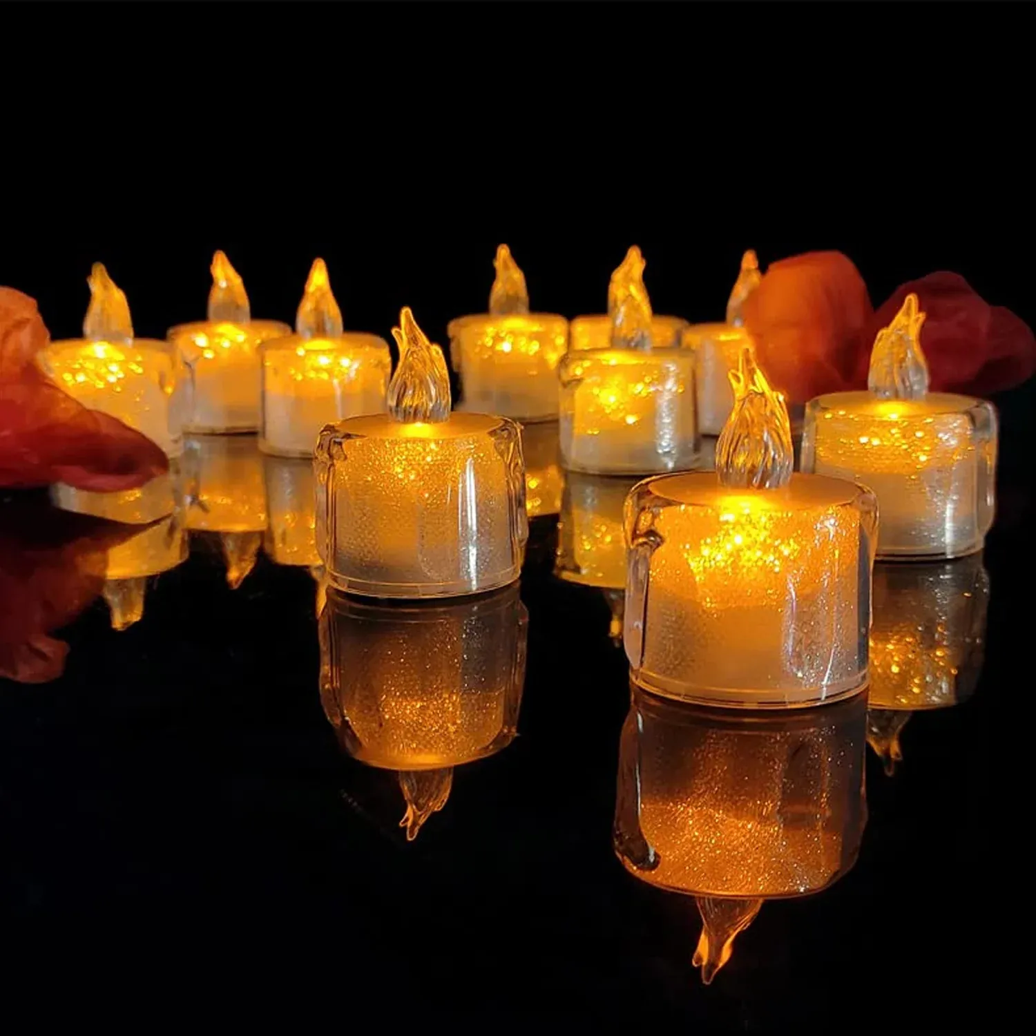 Premium 12 Pcs Flameless and Smokeless Decorative Acrylic Candles Transparent Led Tea Light Candle for Gifting, House, Diwali, Christmas, Festival, Events Decor Candles, Diwali - Buy Online at Alikart