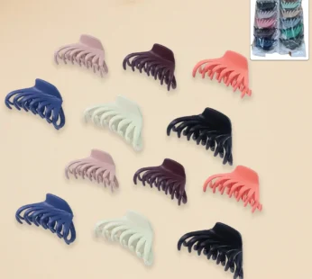 Matte Finish Hair Claw Clips Set, 12 Multicolor Pieces