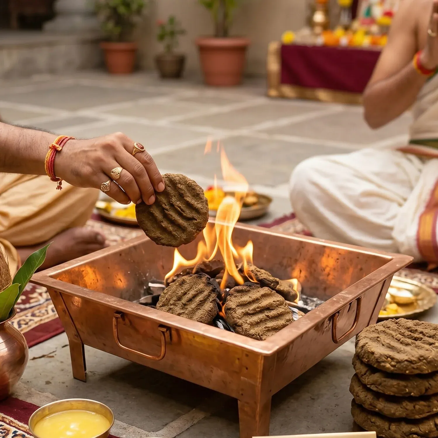 Cow Dung Cakes for Havan Puja Sambrani Dhoop Uple Ritual Use (1 kG) - Detailed Feature View 1