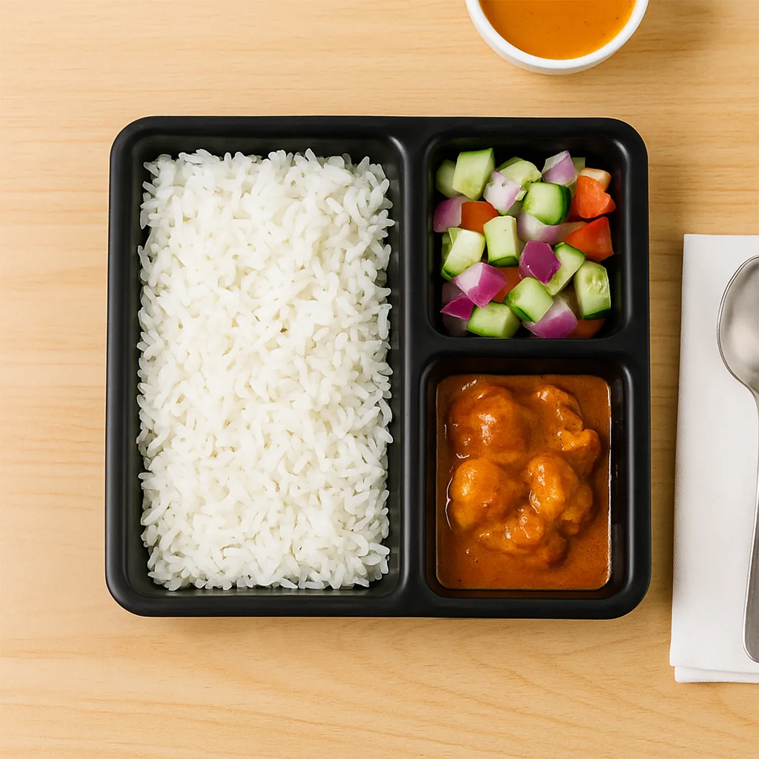 Plastic 3-Compartment Meal Serving Tray – Durable & Easy-Clean - Detailed Feature View 3