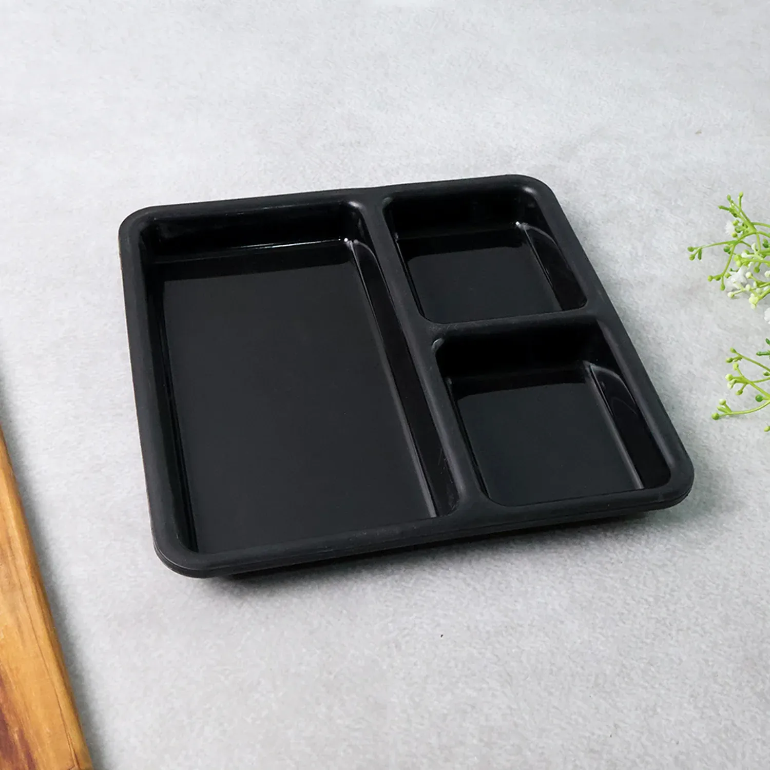 Plastic 3-Compartment Meal Serving Tray – Durable & Easy-Clean - Detailed Feature View 6
