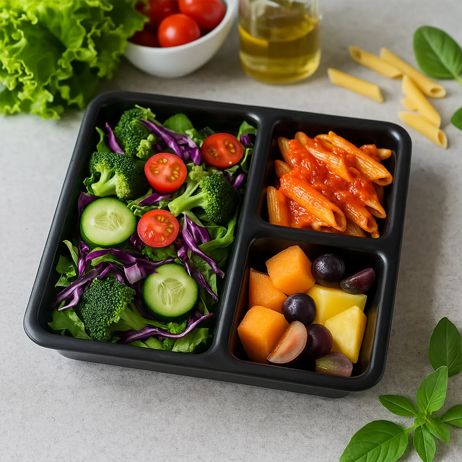 Plastic 3-Compartment Meal Serving Tray – Durable & Easy-Clean - Detailed Feature View 7