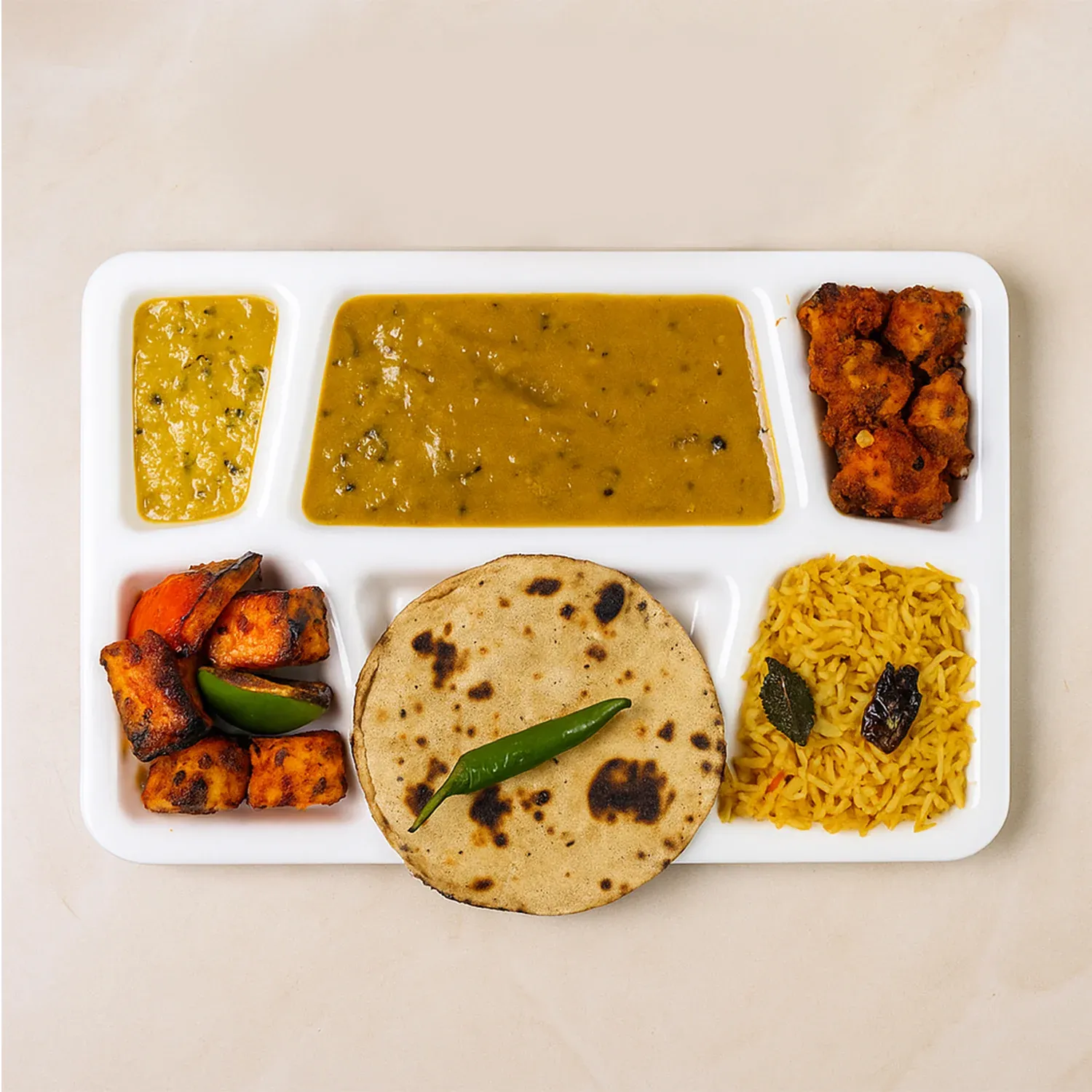 Plastic 3-Compartment Meal Serving Tray – Durable & Easy-Clean - Detailed Feature View 2