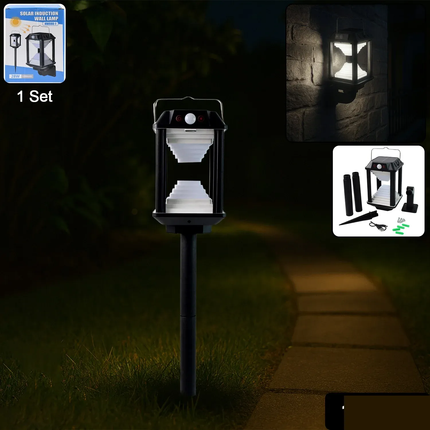 Solar Induction LED Wall Lamp – Motion Sensor Outdoor Light - Detailed Feature View 1